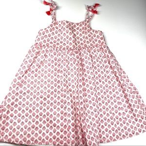 Sleeveless print dress in cotton and cute tassels